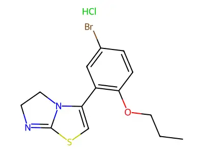 Imidazo(2,1-b)thiazole, 5,6-dihydro-3-(5-bromo-2-propoxyphenyl)-, monohydrochloride structure