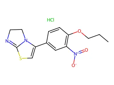 Imidazo(2,1-b)thiazole, 5,6-dihydro-3-(3-nitro-4-propoxyphenyl)-, monohydrochloride structure