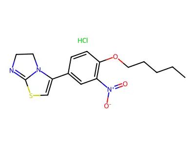 Imidazo(2,1-b)thiazole, 5,6-dihydro-3-(3-nitro-4-(pentyloxy)phenyl)-, monohydrochloride structure