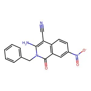 3-Amino-2-benzyl-4-cyano-7-nitro-1(2H)-isoquinolinone structure
