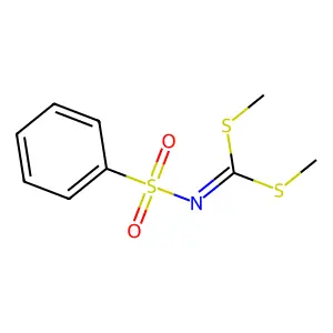 N-[bis(methylsulfanyl)methylidene]benzenesulfonamide structure