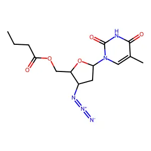 Thymidine, 3'-azido-3'-deoxy-, 5'-butanoate structure