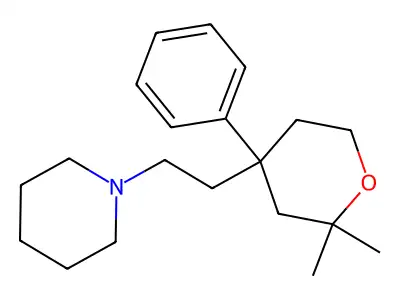 Piperidine, 1-(2-(tetrahydro-2,2-dimethyl-4-phenyl-2H-pyran-4-yl)ethyl)- structure