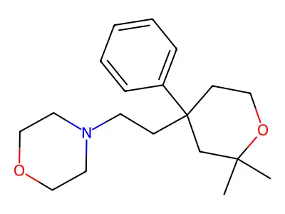 Morpholine, 4-(2-(tetrahydro-2,2-dimethyl-4-phenyl-2H-pyran-4-yl)ethyl)- structure