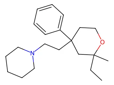 Piperidine, 1-(2-(2-ethyltetrahydro-2-methyl-4-phenyl-2H-pyran-4-yl)ethyl)- structure