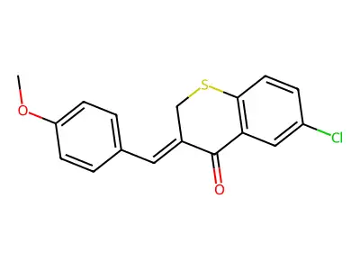 (Z)-2,3-Dihydro-6-chloro-3-((4-methoxyphenyl)methylene)-4H-1-benzothiopyran-4-one structure