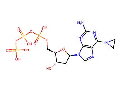 9-(2-deoxy-5-O-triphospho-beta-ribofuranosyl)-N(6),N(6)-ethano-2,6-diaminopurine structure