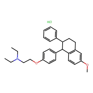 Triethylamine, 2-(p-(6-methoxy-2-phenyl-1,2,3,4-tetrahydro-1-naphthyl)phenoxy)-, hydrochloride, (E)- structure