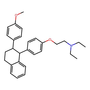 Triethylamine, 2-(p-(2-(p-methoxyphenyl)-1,2,3,4-tetrahydro-1-naphthyl)phenoxy)-, citrate, monohydrate structure