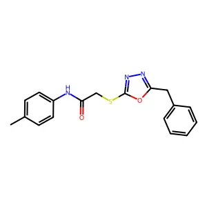 2-[(5-benzyl-1,3,4-oxadiazol-2-yl)sulfanyl]-N-(4-methylphenyl)acetamide structure
