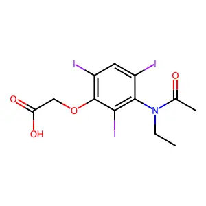 2-(3-(Acetylethylamino)-2,4,6-triiodophenoxy)acetic acid structure