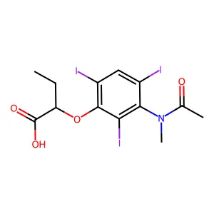 Butyric acid, 2-(3-(N-methylacetamido)-2,4,6-triiodophenoxy)- structure