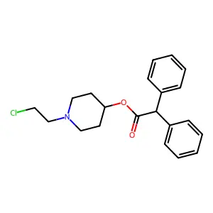 N-(2-chloroethyl)-4-piperidinyl diphenylacetate structure