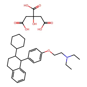2-(p-(2-Cyclohexyl-1,2,3,4-tetrahydro-1-naphthyl)phenoxy)triethylamine citrate structure