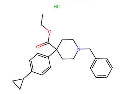 4-Piperidinecarboxylic acid, 4-(4-cyclopropylphenyl)-1-(phenylmethyl)-, ethyl ester, hydrochloride structure