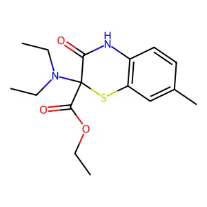 7-Methyl-2-diethylamino-2-ethoxycarbonyl-2H-1,4-benzthiazin-3(4H)-one structure