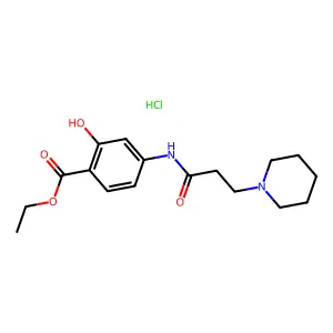 Salicylic acid, 4-(3-piperidinopropionamido)-, ethyl ester, hydrochloride structure