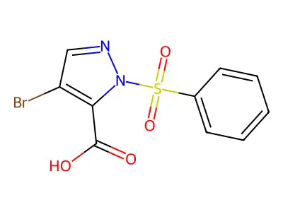 4-Bromo-1-(phenylsulfonyl)-1H-pyrazole-5-carboxylic acid structure