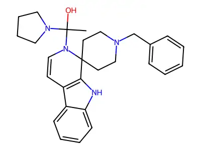 Spiro(piperidine-4,1'-(1H)pyrido(3,4-b)indole), 2',3',4',9'-tetrahydro-1-(phenylmethyl)-2'-(1-pyrrolidinylacetyl)- structure