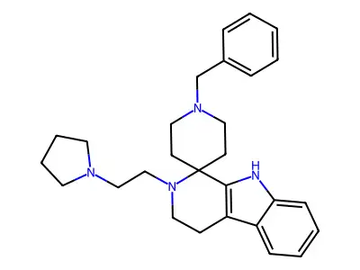Spiro(piperidine-4,1'-(1H)pyrido(3,4-b)indole), 2',3',4',9'-tetrahydro-1-(phenylmethyl)-2'-(2-(1-pyrrolidinyl)ethyl)- structure