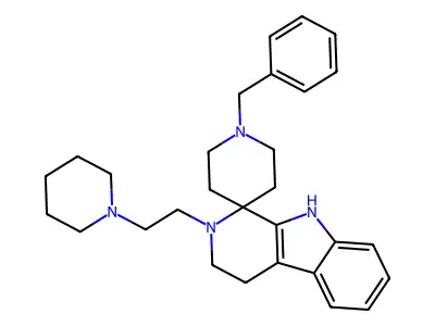 Spiro(piperidine-4,1'-(1H)pyrido(3,4-b)indole), 2',3',4',9'-tetrahydro-1-(phenylmethyl)-2'-(2-(1-piperidinyl)ethyl)- structure