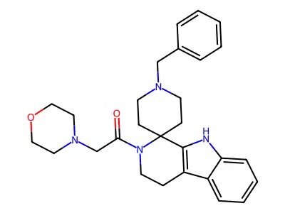 Spiro(piperidine-4,1'-(1H)pyrido(3,4-b)indole), 2',3',4',9'-tetrahydro-2'-(4-morpholinylacetyl)-1-(phenylmethyl)-, dihydrate structure