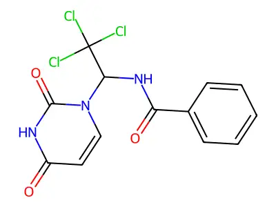 N-[2,2,2-trichloro-1-(2,4-dioxopyrimidin-1-yl)ethyl]benzamide structure