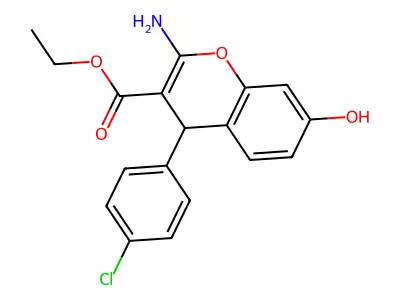 ethyl 2-amino-4-(4-chlorophenyl)-7-hydroxy-4H-chromene-3-carboxylate structure