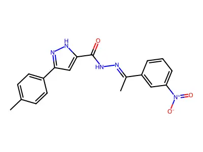 3-(4-methylphenyl)-N'-[(1E)-1-(3-nitrophenyl)ethylidene]-1H-pyrazole-5-carbohydrazide structure