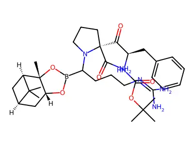 t-butyloxycarbonyl-phenylalanyl-prolyl-boroarginine-C10H16 structure