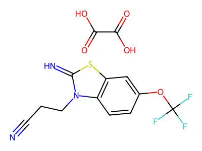 2-Imino-6-(trifluoromethoxy)-3(2H)-benzothiazolepropanenitrile ethanedioate (1:1) structure