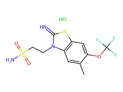 N-Methyl-2-(2-imino-6-trifluoromethoxy-3-benzothiazolinyl)ethanesulphonamide hydrochloride structure