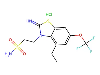 N-Ethyl-2-(2-imino-6-trifluoromethoxy-3-benzothiazolinyl)ethanesulphonamide hydrochloride structure