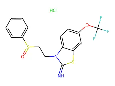 (RS)-2-Imino-3-(2-phenylsulphinylethyl)-6-trifluoromethoxybenzothiazoline hydrochloride structure