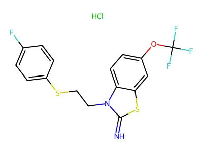 2(3H)-Benzothiazolimine, 3-(2-((4-fluorophenyl)thio)ethyl)-6-(trifluoromethoxy)-, monohydrochloride structure
