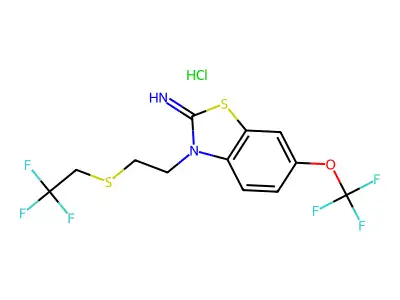 2(3H)-Benzothiazolimine, 3-(2-((2,2,2-trifluoroethyl)thio)ethyl)-6-(trifluoromethoxy)-, monohydrochloride structure