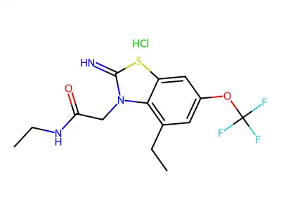 N,N-Diethyl-(2-imino-6-trifluoromethoxy-3-benzothiazolinyl)acetamide hydrochloride structure
