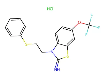 2-Imino-3-(2-phenylthioethyl)-6-trifluoromethoxybenzothiazoline hydrochloride structure
