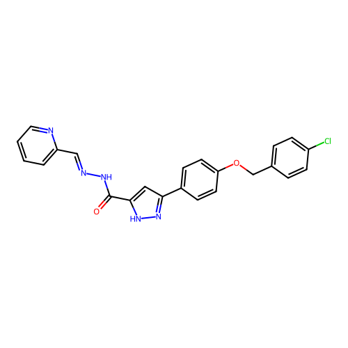 3-(4-((4-CL-Benzyl)oxy)PH)N'-(2-pyridinylmethylene)-1H-pyrazole-5-carbohydrazide structure