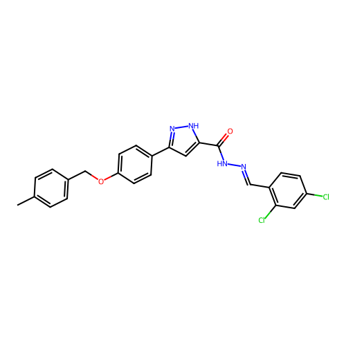 N'-[(E)-(2,4-dichlorophenyl)methylidene]-3-{4-[(4-methylbenzyl)oxy]phenyl}-1H-pyrazole-5-carbohydrazide structure
