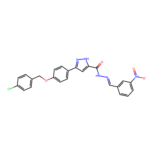 3-(4-((4-CL-Benzyl)oxy)PH)-N'-(3-nitrobenzylidene)-1H-pyrazole-5-carbohydrazide structure