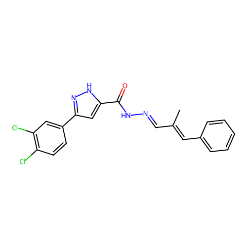 3-(3,4-dichlorophenyl)-N'-[(1E,2E)-2-methyl-3-phenylprop-2-en-1-ylidene]-1H-pyrazole-5-carbohydrazide structure