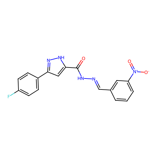 3-(4-Fluorophenyl)-N'-(3-nitrobenzylidene)-1H-pyrazole-5-carbohydrazide structure