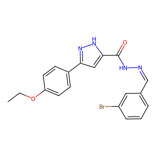 N'-[(E)-(3-bromophenyl)methylidene]-3-(4-ethoxyphenyl)-1H-pyrazole-5-carbohydrazide structure