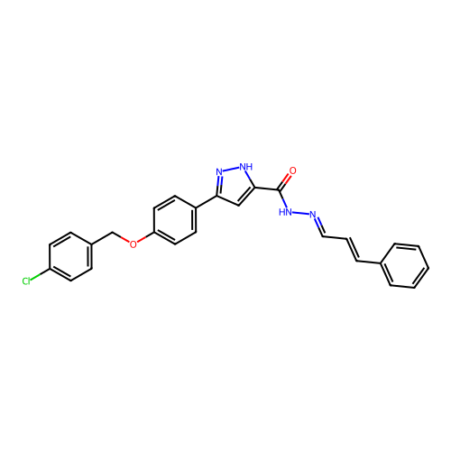 3-(4-((4-CL-Benzyl)oxy)PH)N'-(3-PH-2-propenylidene)-1H-pyrazole-5-carbohydrazide structure