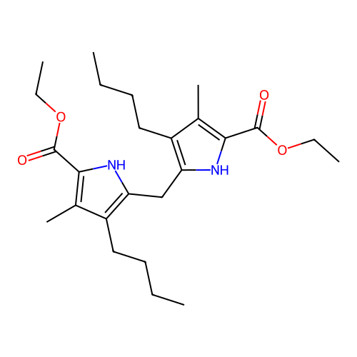 diethyl 5,5'-methylenebis(4-butyl-3-methyl-1H-pyrrole-2-carboxylate) structure