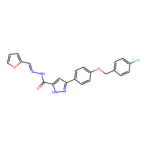 3-(4-((4-Chlorobenzyl)oxy)PH)-N'-(2-furylmethylene)-1H-pyrazole-5-carbohydrazide structure