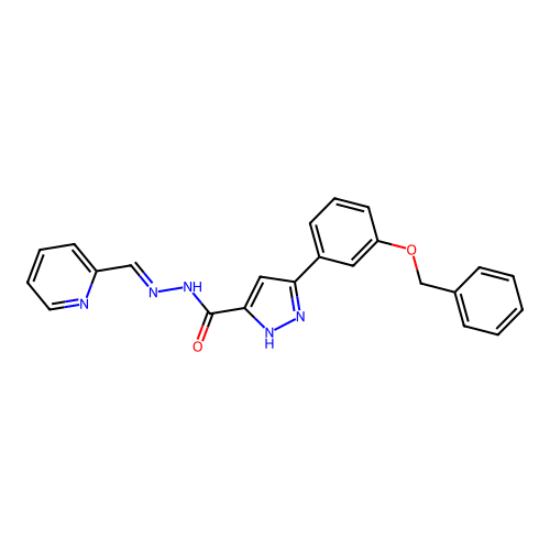 3-[3-(benzyloxy)phenyl]-N'-[(E)-pyridin-2-ylmethylidene]-1H-pyrazole-5-carbohydrazide structure