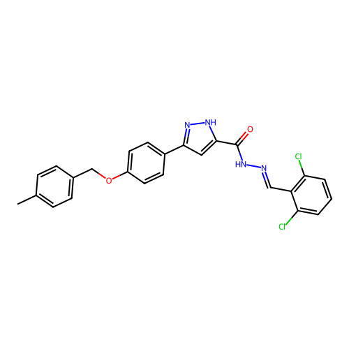 N'-(2,6-DI-CL-Benzylidene)3-(4-((4-ME-benzyl)oxy)PH)1H-pyrazole-5-carbohydrazide structure