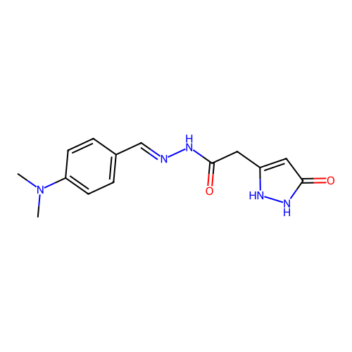 (E)-N'-(4-(dimethylamino)benzylidene)-2-(5-oxo-2,5-dihydro-1H-pyrazol-3-yl)acetohydrazide structure